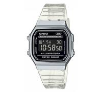 Casio Unisex Quartz Armbanduhr, 36.00mm GehäusegröÃŸe mit schwarz digital Zifferblatt und transparent Plastic/Resin Bracelet Armband A168XES-1BEF