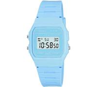 Casio Unisex Quartz Armbanduhr, 37.00mm GehäusegröÃŸe mit LCD digital Zifferblatt und blau Rubber Strap Armband F-91WC-2AEF