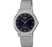 Casio Unisex Quartz Armbanduhr, 40.00mm GehäusegröÃŸe mit schwarz analog Zifferblatt und Silber Armband MQ-24M-1EEF