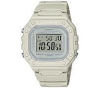 Casio Unisex Quartz Armbanduhr, 44.40mm GehäusegröÃŸe mit Clear digital Zifferblatt und cremefarben Plastic/Resin Strap Armband W-218HC-8AVEF