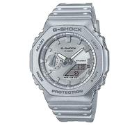 Casio Unisex Quartz Armbanduhr, 48.50mm GehäusegröÃŸe mit Silber analog/digital Zifferblatt und Silber Plastic/Resin Strap Armband GA-2100FF-8AER