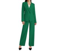 Casly Lamiit 2-teiliges Outfit für Damen, Business, Freizeit, asymmetrisch, Blazer-Jacke und Hose mit weitem Bein, passende Anzug-Sets, Grün , XX-Large