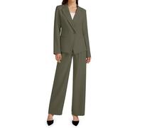 Casly Lamiit 2-teiliges Outfit für Damen, Business, Freizeit, asymmetrisch, Blazer-Jacke und Hose mit weitem Bein, passende Anzug-Sets, Grün (Army Green), Mittel