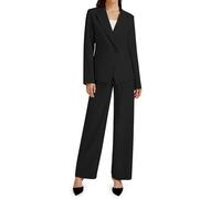 Casly Lamiit 2-teiliges Outfit für Damen, Business, Freizeit, asymmetrisch, Blazer-Jacke und Hose mit weitem Bein, passende Anzug-Sets, Schwarz, X-Groß