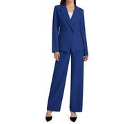 Casly Lamiit 2-teiliges Outfit für Damen, Business, Freizeit, asymmetrisch, Blazer-Jacke und Hose mit weitem Bein, passende Anzug-Sets, Königsblau, Groß