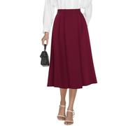 Casly Lamiit Damen Midi-Röcke mit hoher Taille, Business, lässig, ausgestellt, elegant, Arbeit, A-Linie, Faltenrock mit Taschen