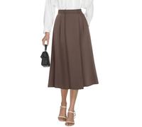 Casly Lamiit Damen Midi-Röcke mit hoher Taille, Business, lässig, ausgestellt, elegant, Arbeit, A-Linie, Faltenrock mit Taschen