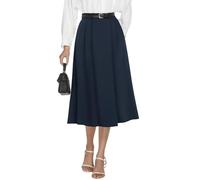 Casly Lamiit Damen Midi-Röcke mit hoher Taille, Sommer, Business-Rock, ausgestellt, Arbeit, A-Linie, Faltenrock mit Taschen, Marineblau, Klein