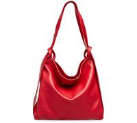 Caspar 2in1 Große Leder Rucksack Schultertasche XL Elegante Damen Handtasche - PREMIUM LINE - Modell No.786 - Made in Italy, Farbe:rot, Accessoires:One Size