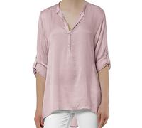 Caspar BLU003 lässig Elegante Damen Satin Hemdbluse, Farbe:Altrosa, Größe:38