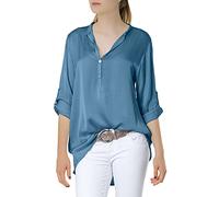 Caspar BLU003 lässig Elegante Damen Satin Hemdbluse, Farbe:Jeans blau, Größe:38