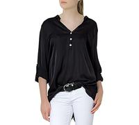 Caspar BLU003 lässig Elegante Damen Satin Hemdbluse, Farbe:schwarz, Größe:40