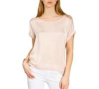 Caspar BLU017 leichte Elegante Damen Seidenglanz Kurzarm Sommer Shirtbluse, Farbe:pink, Größe:XS/S
