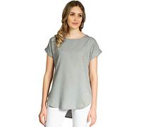 Caspar BLU021 Damen Kurzarm Sommer Shirtbluse aus angenehmer Leinen Viskose Mischung, Farbe:grau, Größe:44