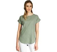 Caspar BLU021 Damen Kurzarm Sommer Shirtbluse aus angenehmer Leinen Viskose Mischung, Farbe:Oliv grün, Größe:44