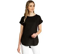 Caspar BLU021 Damen Kurzarm Sommer Shirtbluse aus angenehmer Leinen Viskose Mischung, Farbe:schwarz, Größe:42