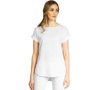 Caspar BLU021 Damen Kurzarm Sommer Shirtbluse aus angenehmer Leinen Viskose Mischung, Farbe:Weiss, Größe:38