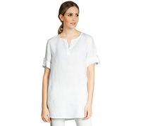 Caspar BLU023 Lange Elegante Damen Halbarm Sommer Leinen Longbluse, Farbe:Weiss, Größe:44