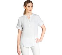 Caspar BLU025 Elegante Damen Halbarm Sommer Shirtbluse aus Leinen mit V-Ausschnitt, Farbe:Weiss, Größe:42