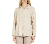 Caspar BLU028 Damen Musselin Bluse 100% Baumwolle | Oversized Hemdbluse Langarm | Luftige Musselinbluse Frühling Sommer | Lockere Baumwollbluse Casual & Büro Made in Italy, Farbe:beige, Größe:38