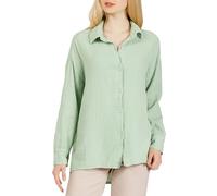Caspar BLU028 Damen Musselin Bluse 100% Baumwolle | Oversized Hemdbluse Langarm | Luftige Musselinbluse Frühling Sommer | Lockere Baumwollbluse Casual & Büro Made in Italy, Farbe:Salbei, Größe:36