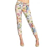 Caspar Damen 7/8 Sommer Hose mit Blumen Muster/Lilien/Flower Print - KHS021, Farbe:rosa, Größe:S - DE36 UK8 IT40 ES38 US6