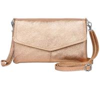 Caspar Elegante Leder Clutch Abendtasche aus samtweichem Nappaleder Damen Umhängetasche - PREMIUM LINE - Modell No.322 - Made in Italy, Farbe:roségold metallic, Accessoires:One Size
