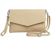 Caspar Elegante Leder Clutch Abendtasche aus samtweichem Nappaleder Damen Umhängetasche - PREMIUM LINE - Modell No.322 - Made in Italy, Farbe:grau beige, Accessoires:One Size