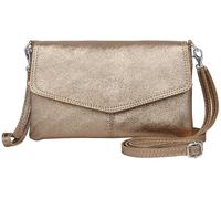 Caspar Elegante Leder Clutch Abendtasche aus samtweichem Nappaleder Damen Umhängetasche - PREMIUM LINE - Modell No.322 - Made in Italy, Farbe:platin metallic, Accessoires:One Size