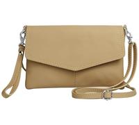 Caspar Elegante Leder Clutch Abendtasche aus samtweichem Nappaleder Damen Umhängetasche - PREMIUM LINE - Modell No.322 - Made in Italy, Farbe:sand, Accessoires:One Size