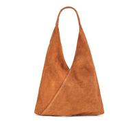 Caspar große Damen Wildleder Schultertasche Hobo Bag Shopper Tasche aus samtweichem Veloursleder - PREMIUM LINE - Modell No.863 - Made in Italy, Farbe:cognac