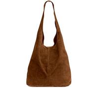 Caspar große Damen Wildleder Tasche Hobo Bag Shopper - CLASSIC LINE - Modell No.767 - Made in Italy, Farbe:cognac, Größe:One Size