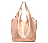 Caspar große Wildleder Hobo Bag Leder Shopper Damen Tasche aus samtweichem Veloursleder - PREMIUM LINE - Modell No.840 - Made in Italy, Farbe:roségold metallic