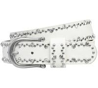 Caspar GU292 Damen Gürtel mit dezentem Strass und Nieten Dekor, Gürtelgröße:75 [für Körperumfang 68-76 cm], Farbe:weiß