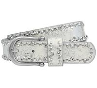 Caspar GU292 Damen Gürtel mit dezentem Strass und Nieten Dekor, Gürtelgröße:75 [für Körperumfang 68-76 cm], Farbe:silber