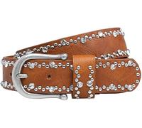Caspar GU292 Damen Gürtel mit dezentem Strass und Nieten Dekor, Gürtelgröße:90 [für Körperumfang 91-95 cm], Farbe:cognac