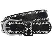 Caspar GU292 Damen Gürtel mit dezentem Strass und Nieten Dekor, Gürtelgröße:95 [für Körperumfang 96-100 cm], Farbe:schwarz