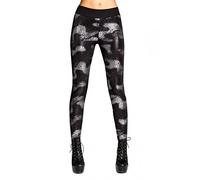 Caspar HLE016 Gefütterte Damen Leggings, Farbe:schwarz/Silber Kroko, Größe:L/XL