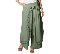 Caspar KHS001 leichte Damen Sommer Baumwoll Palazzo Hose, Farbe:Oliv grün, Größe:42