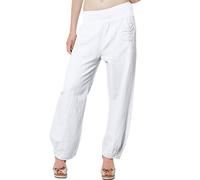 Caspar KHS006 leichte Damen Sommer Leinenhose Yogahose, Farbe:weiß, Größe:M - DE38 UK10 IT42 ES40 US8