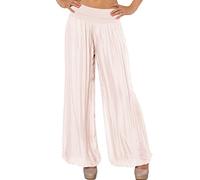 Caspar KHS010 Damen Elegante Lange Marlene Hose Hosenrock mit Seidenanteil und hohem Stretch Bund, Farbe:rosa, Größe:L-XL