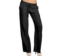 Caspar KHS025 Damen Casual Sommer Leinenhose, Farbe:schwarz, Größe:S - DE36 UK8 IT40 ES38 US6
