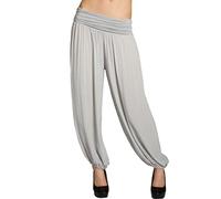 Caspar KHS035 leichte Damen Sommer Haremshose, Farbe:hellgrau, Mode Größe:34