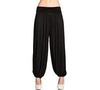 Caspar KHS035 leichte Damen Sommer Haremshose, Farbe:schwarz, Mode Größe:34