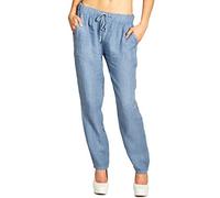 Caspar KHS045 leichte Damen Casual Sommer Freizeit Hose Leinenhose, Farbe:Jeans blau, Größe:S - DE36 UK8 IT40 ES38 US6