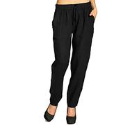 Caspar KHS045 leichte Damen Casual Sommer Freizeit Hose Leinenhose, Farbe:schwarz, Größe:S - DE36 UK8 IT40 ES38 US6