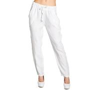 Caspar KHS045 leichte Damen Casual Sommer Freizeit Hose Leinenhose, Farbe:Weiss, Größe:S - DE36 UK8 IT40 ES38 US6