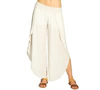 Caspar KHS047 Elegante Damen Sommerhose aus angenehm Leichter Viskose, Farbe:beige, Größe:42