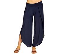 Caspar KHS047 Elegante Damen Sommerhose aus angenehm Leichter Viskose, Farbe:dunkelblau, Größe:38