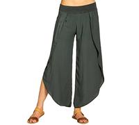 Caspar KHS047 Elegante Damen Sommerhose aus angenehm Leichter Viskose, Farbe:dunkelgrau, Größe:44
